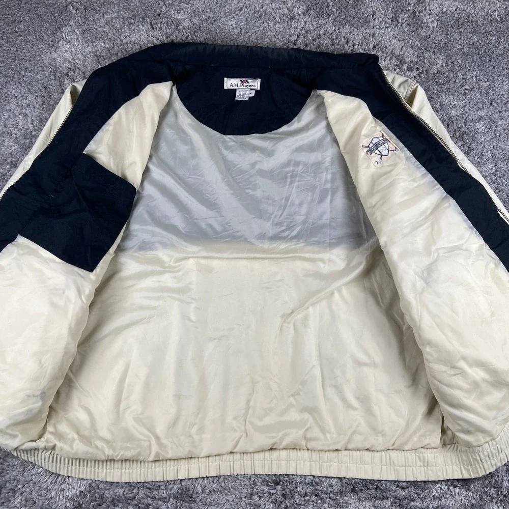 Vintage AM Player Windbreaker Jacket‎ Mens XL Cream Willowbrook GC Golf Course